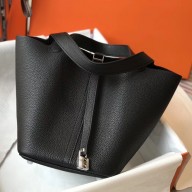 Hermes Picotin Lock 18 Bag In Black Clemence Leather JM641Qv86