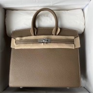 Imitation Hermes Birkin 25 Sellier Handmade Bag In Taupe Epsom Calfskin JM1479fM13