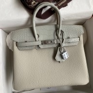Imitation Hermes Touch Birkin 25 Bag in Pearl Grey Togo and Matte Alligator Leather JM1847bO20