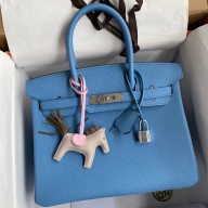 Replica Hermes Birkin 30 Retourne Handmade Bag In Blue Paradise Clemence Leather JM1437yP83