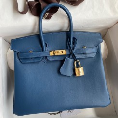 AAAAA Hermes Birkin 25 Retourne Handmade Bag In Deep Blue Swift Calfskin JM1351ea89