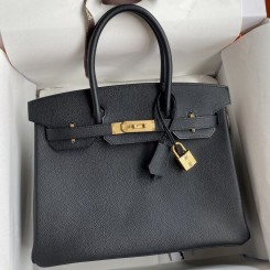 Hermes Birkin 30 Retourne Handmade Bag In Black Epsom Calfskin JM1054jI77