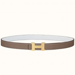 Hermes Mini Constance 24mm Reversible Belt Taupe/White JM624aC46