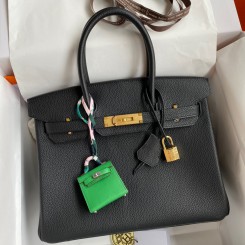 Replica Hermes Birkin 30 Retourne Handmade Bag In Black Clemence Leather JM1831pe68