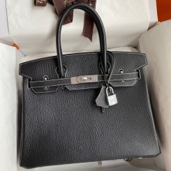 Replica Hermes HSS Birkin 30 Bicolor Bag in Black and Red Chevre Mysore Leather JM658yF79