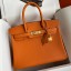 Fake Hermes Birkin 30 Retourne Handmade Bag In Orange Clemence Leather JM2001aX74