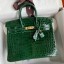 Hermes Birkin 25 Handmade Bag In Malachite Crocodile Niloticus Shiny Skin JM1014cC72