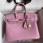 Hermes Birkin 25 Retourne Handmade Bag In Mauve Sylvestre Clemence Leather JM605hu72
