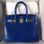 Hermes Birkin 30 Bag In Blue Electric Crocodile Niloticus Skin JM1790kG55