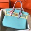Hermes Birkin 30 Handmade Bag In Blue Atoll Clemence Leather JM2090lu18