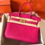 Hermes Birkin 30 Handmade Bag In Rose Red Ostrich Skin JM1501dM16