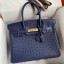 Hermes Birkin 30 Retourne Handmade Bag In Blue Iris Ostrich Leather JM1530Yd28