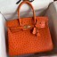 Hermes Birkin 30 Retourne Handmade Bag In Orange Ostrich Leather JM1724ZP49