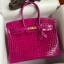 Hermes Birkin 35 Handmade Bag In Rose Scheherazade Crocodile Niloticus Shiny Skin JM570kv47
