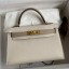 Hermes Kelly Mini II Sellier Bicolor Handmade Bag in Craie and Trench Epsom Calfskin JM164Wv88