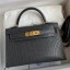 Hermes Kelly Mini II Sellier Handmade Bag In Graphite Matte Alligator Leather JM1003AM45