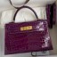 Hermes Kelly Mini II Sellier Handmade Bag In Purple Shiny Alligator Leather JM1809qx37