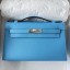 Hermes Kelly Pochette Handmade Bag In Blue du Nord Epsom Calfskin JM236kK84
