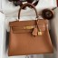 Hermes Kelly Retourne 28 Handmade Bag In Gold Clemence Leather JM1102zp53