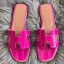Hermes Oran Sandals In Rose Shiny Niloticus Crocodile JM813KD87