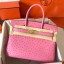 Imitation Hermes Birkin 30 Handmade Bag In Pink Ostrich Skin JM2017lL78