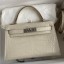 Imitation Hermes Kelly Mini II Sellier Handmade Bag In Beton Matte Alligator Leather JM495RD67