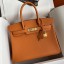 Replica Hermes Birkin 25 Handmade Bag In Orange Clemence Leather JM1314Ay93