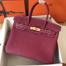 Copy Hermes Birkin 30 Handmade Bag In Ruby Clemence Leather JM1933ex34