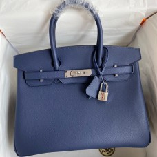 Hermes Birkin 30 Retourne Handmade Bag In Blue Saphir Epsom Calfskin JM1648uw21