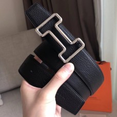 Hermes Tonight 38MM Reversible Belt In Black Clemence Leather JM970PC54