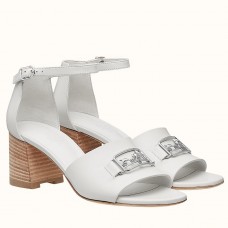Hermes Viaggio 60MM Sandals In White Leather JM615bW68