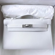 Imitation Hermes Kelly Pochette Handmade Bag In White Swift Calfskin JM1725if87