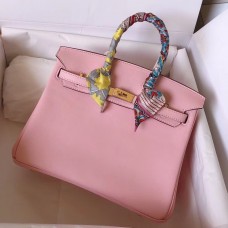 Replica Cheap Hermes Birkin 25 Handmade Bag In Pink Swift Leather JM228di41
