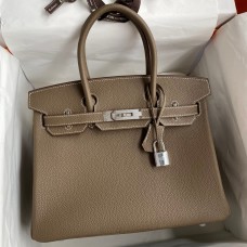 Replica Hermes Birkin 30 Retourne Handmade Bag In Taupe Clemence Leather JM580Xe44