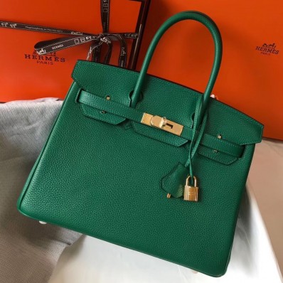 AAA Hermes Birkin 30cm Bag In Vert Vertigo Clemence Leather GHW JM340sH79
