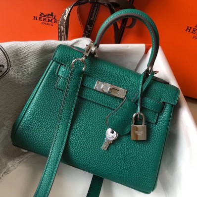 Best Imitation Hermes Kelly 20cm Bag In Vert Vertigo Clemence Leather PHW JM113oc92