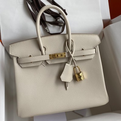 Cheap Hermes Birkin 25 Retourne Handmade Bag In Craie Epsom Calfskin JM1514vK93