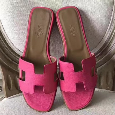 Cheap Hermes Oran Sandals In Rose Red Epsom Leather JM739zS17