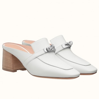 Copy Hermes Blossom Mules 60mm In White Goatskin JM1798Lo91