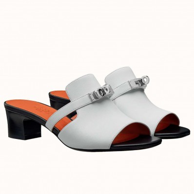 Copy Hermes Candy 40mm Sandals In White Calfskin JM741ex34