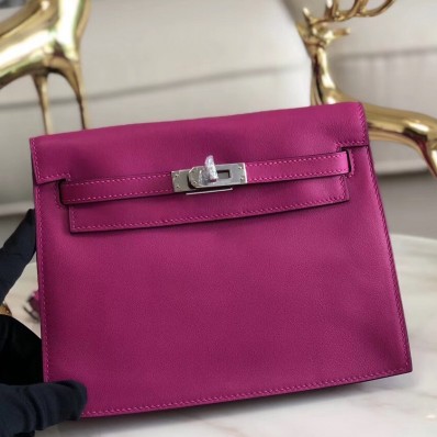 Copy Hermes Kelly Danse Handmade Bag In Rose Purple Swift Leather JM1529tk27
