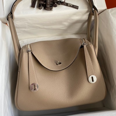 Copy Hermes Lindy 30 Handmade Bag In Tourterelle Clemence Leather JM2080it96