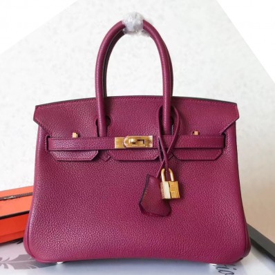 Fake Hermes Birkin 25 Handmade Bag In Ruby Clemence Leather JM394SS84