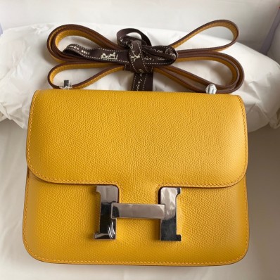 Fake Hermes Constance 18 Handmade Bag In Jaune Ambre Epsom Calfskin JM1446Lm57