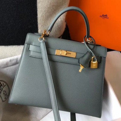 Fake Hermes Kelly 28cm Bag In Vert Amande Epsom Leather GHW JM153SY47