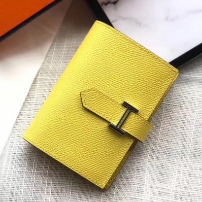 Hermes Bearn Mini Wallet In Yellow Epsom Leather JM2014nF79