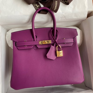 Hermes Birkin 25 Retourne Handmade Bag In Anemone Swift Calfskin JM1954JB13