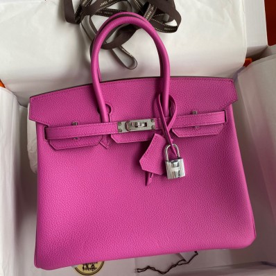 Hermes Birkin 25 Retourne Handmade Bag In Magnolia Clemence Leather JM1883fN93