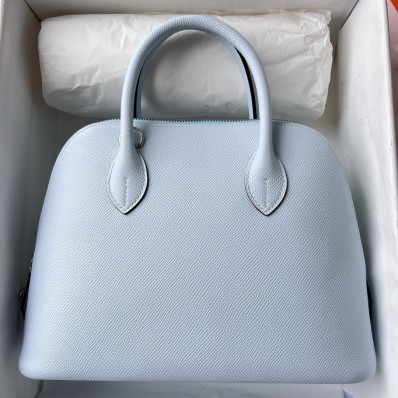 Hermes Bolide 1923 25 Handmade Bag In Blue Brume Epsom Calfskin JM1949Fo38