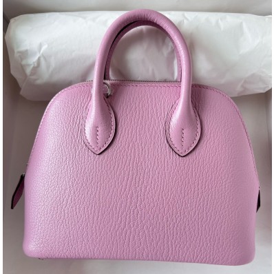Hermes Bolide 1923 Mini Handmade Bag In Mauve Sylvestre Chevre Mysore Leather JM1245Ym74